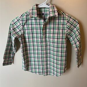 Plaid Kids Shirt - Green and Pink